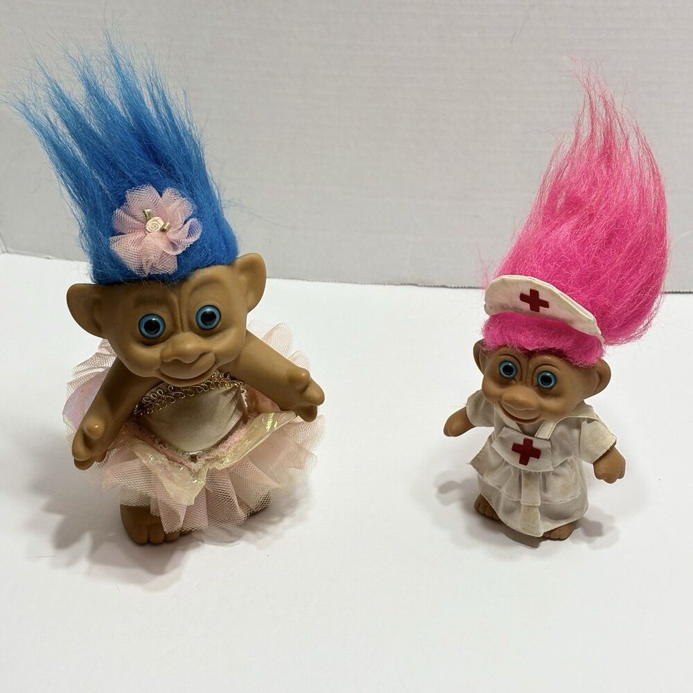 Vintage 90s Troll Dolls Lot Of 2 Nurse And Ballerina